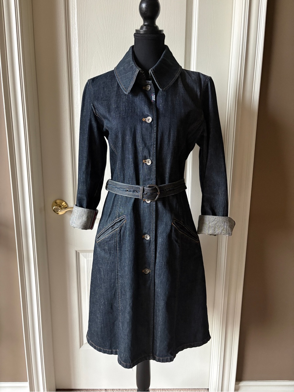 Y2K DKNY Denim Belted Jacket Dress